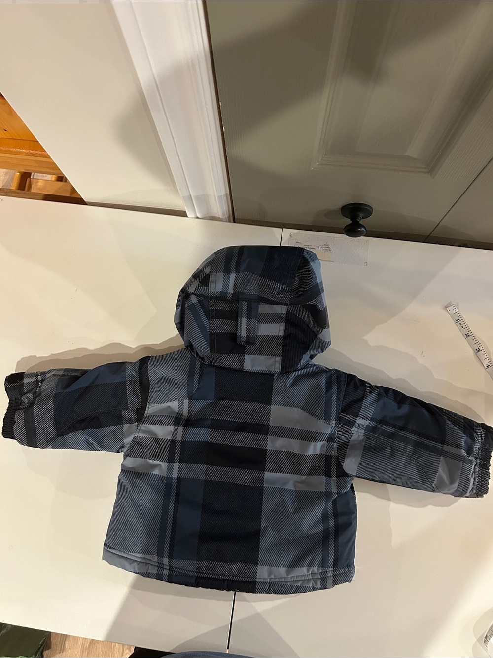 Columbia Kids Plaid Winter Jacket with Red Lined Hood - Picture 2 of 9